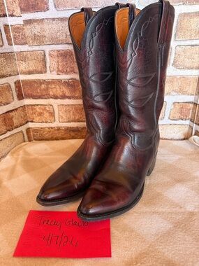 Lucchese Black cherry Leather Western Boots